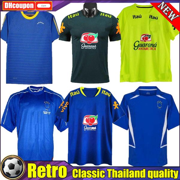 

brasil ronaldinho retro soccer jerseys 2002 2004 2006 2010 camisa de futebol vintage maillot classic vintage shirt 57 88 94 98 00 ronaldo ri, Black;yellow