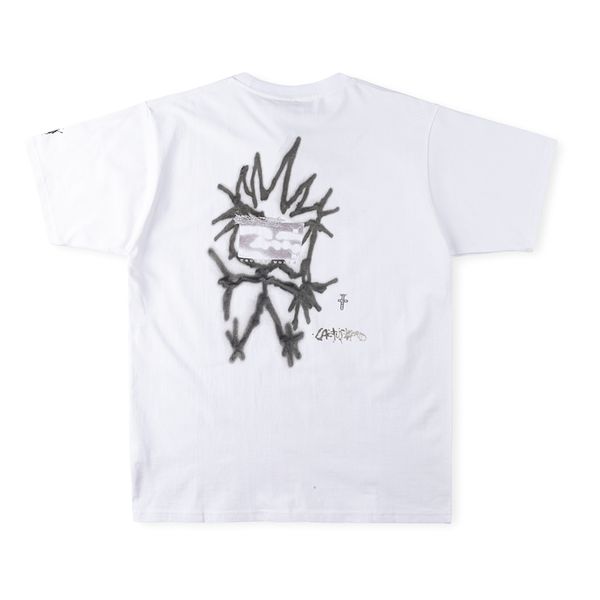 

white tees t shirts mens doodle print t-shirts short sleeve tee o neck casual tshirts, Black;brown