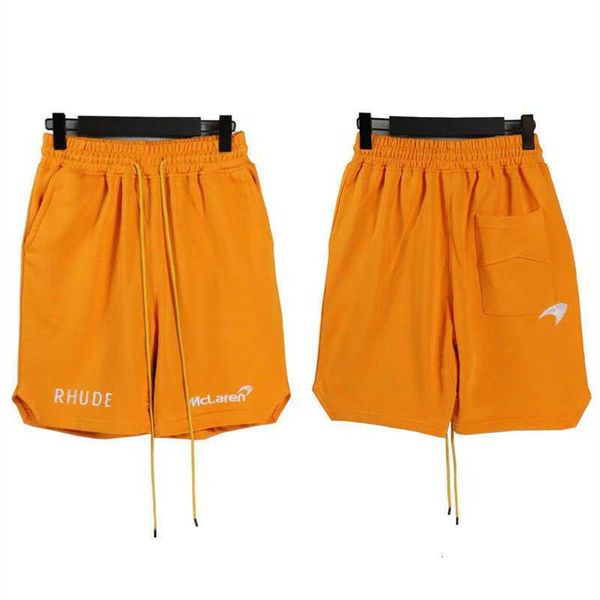 

rhude x mclaren shorts summer high street embroidery loose fit sports capris vtx3 h66j, White;black