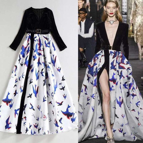 

party dresses 2023 spring and summer new style same style velvet v-neck skirt slit fitting banquet dress women t230303, White;black