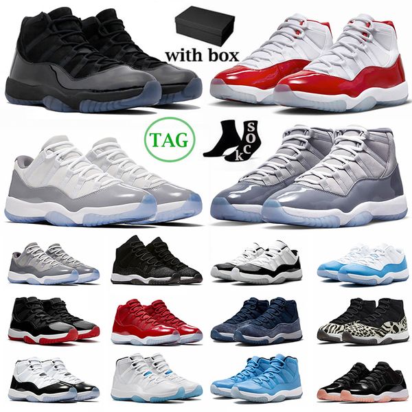 

original with box air jordens 11 basketball shoes jordas 11 cherry 11s cool grey cement high bleached coral low space jam concord gamma blue