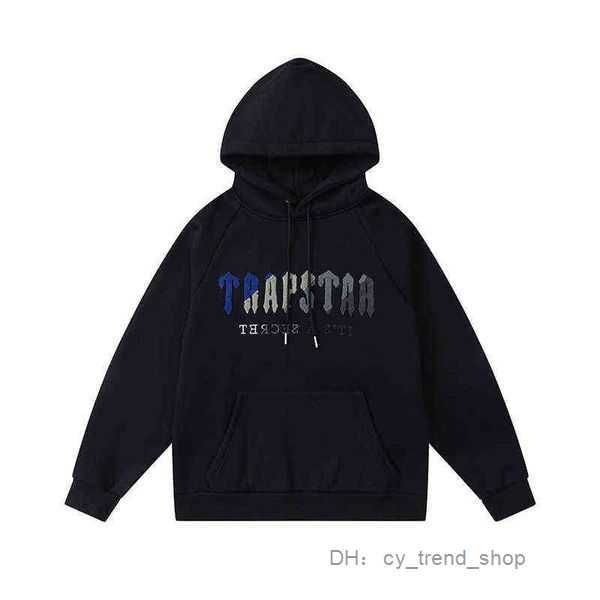 

men's hoodies & sweatshirts trapstar sports suit men women blue white towel embroidered hoodie sweatpants plush fitness leisure 38, Black