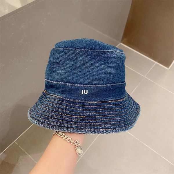 

wide brim hats bucket hats summer denim bucket cap with letter printing for men and women fisherman hat spring outdoor casual sunshade hat y, Blue;gray