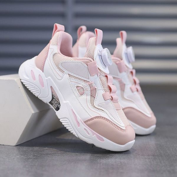 

2023 fashion ale children's shoes pink gray red black green spring rotating button breathable mesh casual shoes sneakers color94