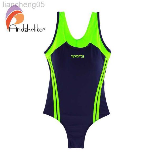 

one-pieces andzhelika colorblock one-piece swimsuit girls swimwear letter sport bodysuit 2022 new kid bathing suit child beach monokini w031, Black