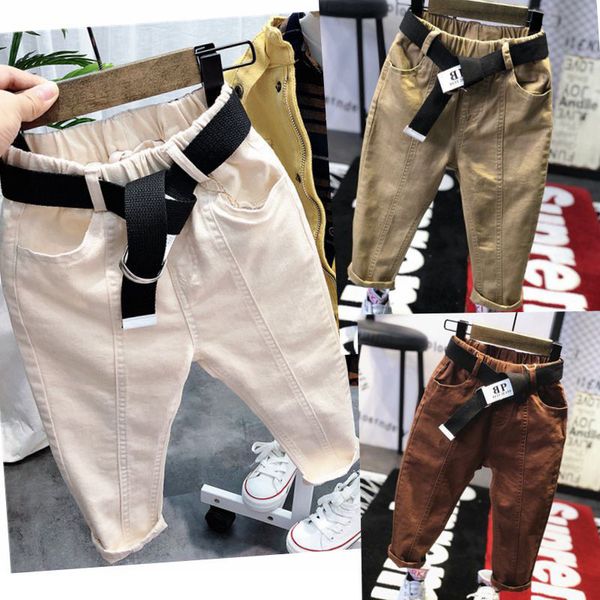 

jeans boys casual pants with belt fashion kids long pant spring autumn winter fashion trousers children clothes 230306, Blue