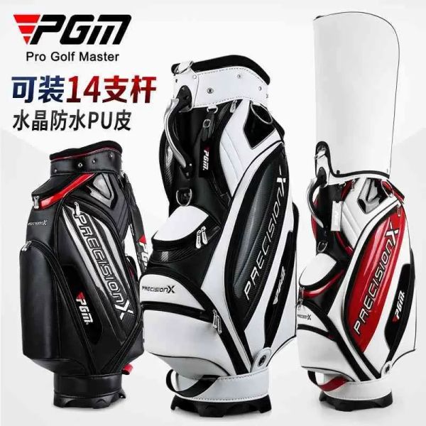 

pgm golf bag men's light club pu waterproof standard large capacity, Black;red