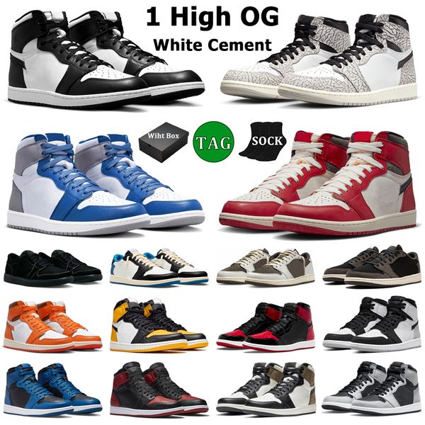 

with box 1 high basketball shoes men women 1s high black white cement chicago lost and found black phantom reverse mocha true blue mens