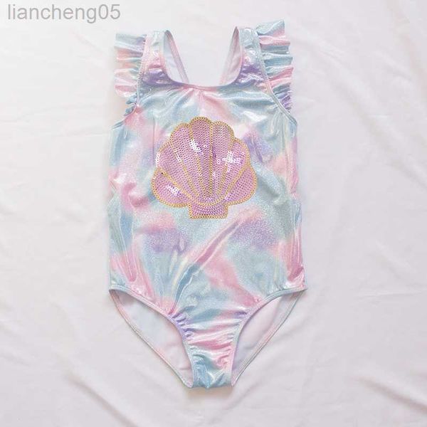 

one-pieces 2022 girl swimsuit 3-14 years kids swim suit one piece swimwear for girls baby suit embroidered shiny beach wear w0310, Black