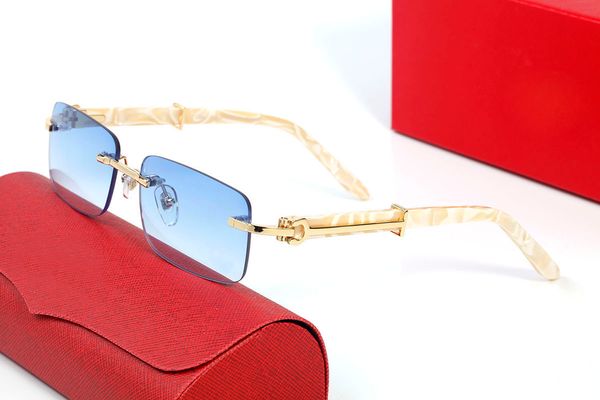 

man carti glasses designer sunglasses women fashion frameless rectangle coating buffalo horn sunglass uv400 evidence eyeglass wooden mens ey, White;black