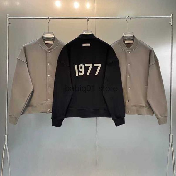 

meichao men's jackets fog ess solid color 1977 flocked bomber loose casual versatile t230306, Black;brown
