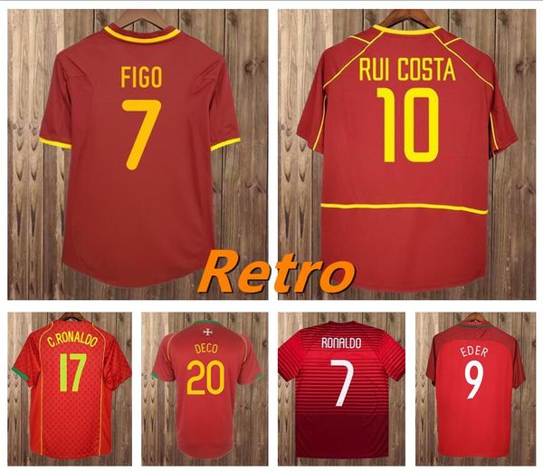 

1998 1999 portugal rui costa figo mens retro soccer jerseys 10 12 nani r. meireles deco eder home red away white football shirts, White;black