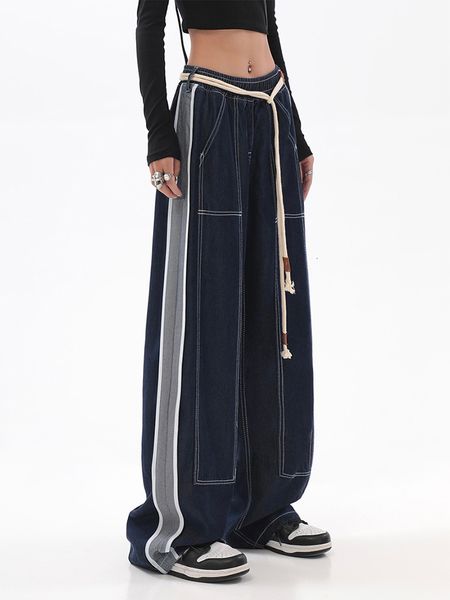

women's jeans womens jeans high waist fashion straight baggy denim pants streetwear american style wide leg denim trouser spring 230303, Blue