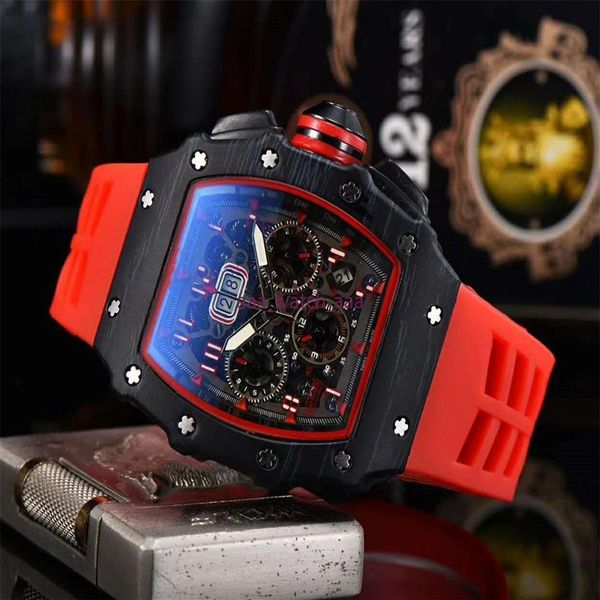 

men fashion watches all dial work chrono stainless steel quartz movement rubber band male sport wristwatch gift clock montre258g, Slivery;brown