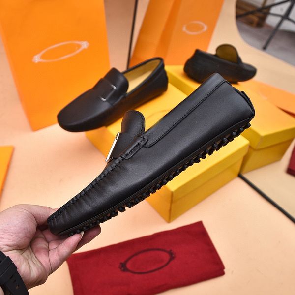 

brand name mens loafers dress shoes gommino driving rubber outsole casual shoe with orignal box size 38-46, Black