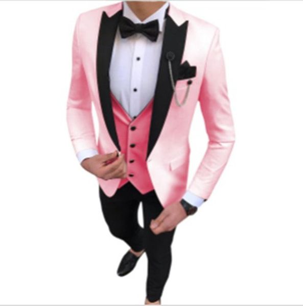 

custom made men suits one button groom tuxedos peak lapel groomsmen wedding/prom/dinner man blazer jacket pants vest w8716, Black;gray