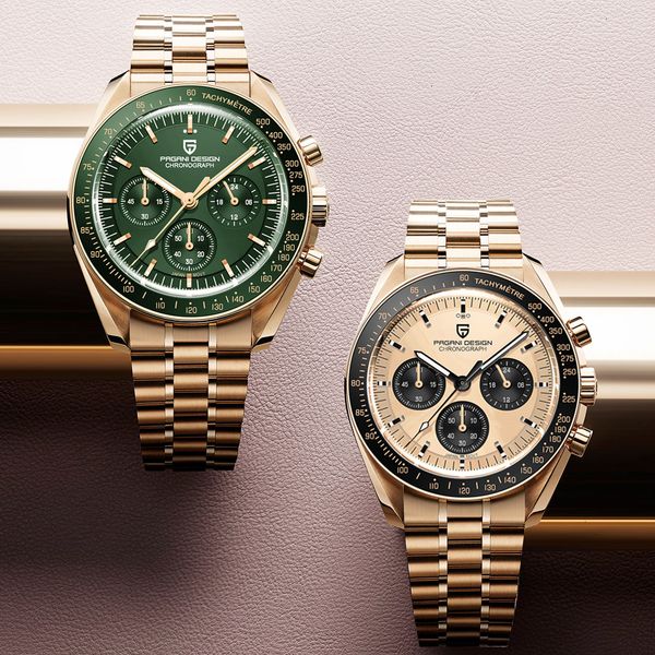 

wristwatches pagani design chronograph brand luxury rose gold quartz watch for men 2023 automatic date wrist waterproof clock 230306, Slivery;brown