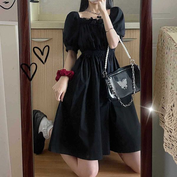 

casual dresses gothic dress women's harajuku lace gothic lolita kawaii dress punk cute sleeveless black midlength dress 2022 z0306, Black;gray