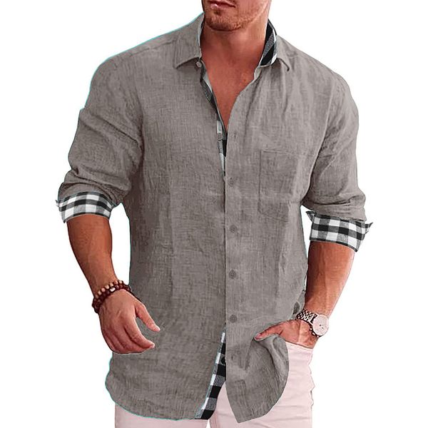 

men's casual shirts men's casual blouse cotton linen shirts loose long sleeve tee shirt spring summer fashion handsome men's, White;black