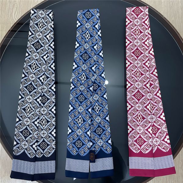 

pure silk scarves 2023 women real silk bandana floral silk headscarf print kerchief beach neckscaf for lady 8-120cm, Blue;gray