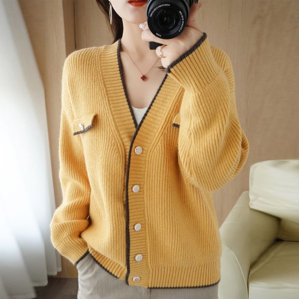 

women's knits tee's autumn and winter coat long sleeve sweater with vneck bottoming shirt padded knitted loose fashion cardigan 23, White