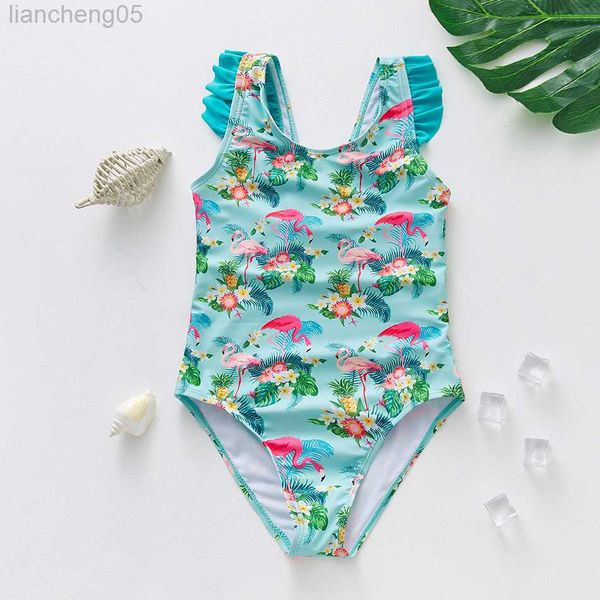 

one-pieces 2022 flamingo girls swimsuits one piece swimwear 3-10years kids bathing suits beachwear children girls swimsuits w0310, Black