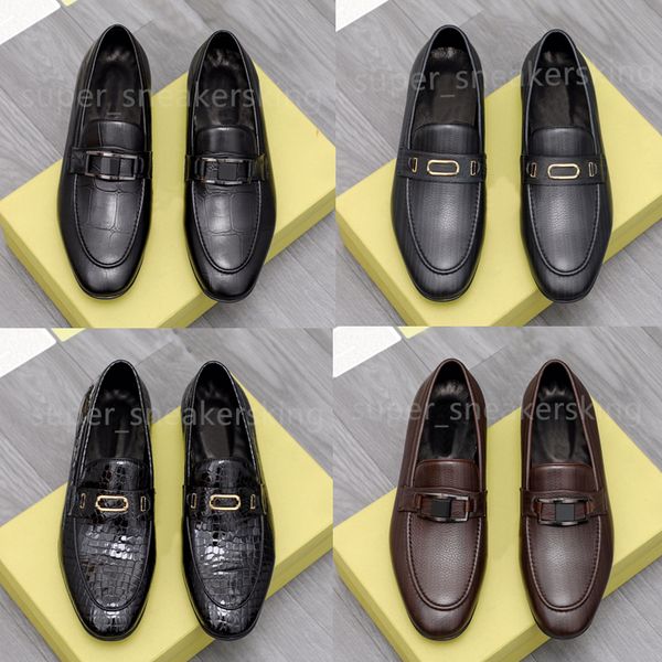 

new men dress shoes designers loafers luxurious genuine leather brown black mens casual designer shoes slip office wedding shoe 38-45