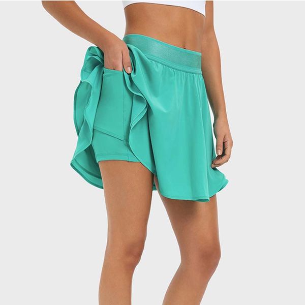 

dk330 flowy running shorts women drawstring gym yoga athletic fitness workout lounge sweat short for women, Black