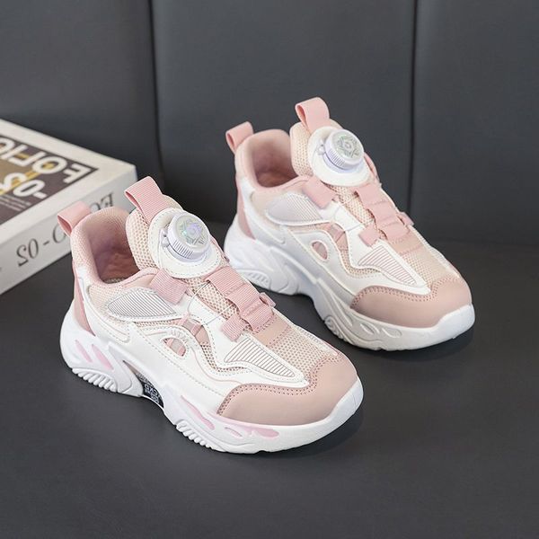 

2023 fashion ale children's shoes pink gray red black green spring rotating button breathable mesh casual shoes sneakers color79