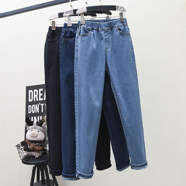 

women's jeans 6xl 5xl 4xl girl skinny curve jeans fashion woman elastic high waist pencil pants korean slim stretch denim trousers 2303, Blue