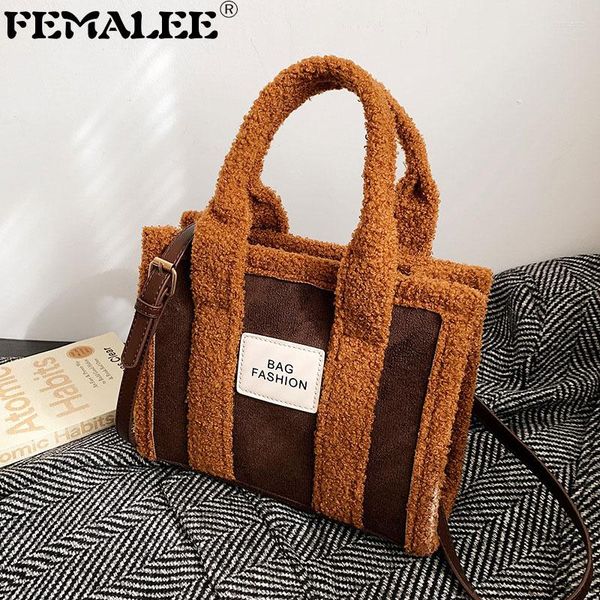 

shoulder bags large tote bag luxury suede leather crossbody designer soft lambswool women handbags warm winter big shopper purse