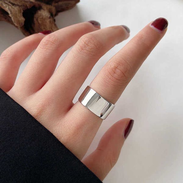 

cluster rings vintage simple big wide smooth silver color adjust size ring for women men fashion jewelry 2022 l230306, Golden;silver