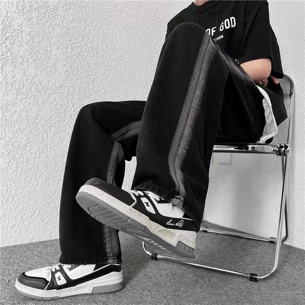 

men's jeans drawstring mens pants loose harajuku vibe style streetwear youth oversize casual denim trousers 230306, Blue