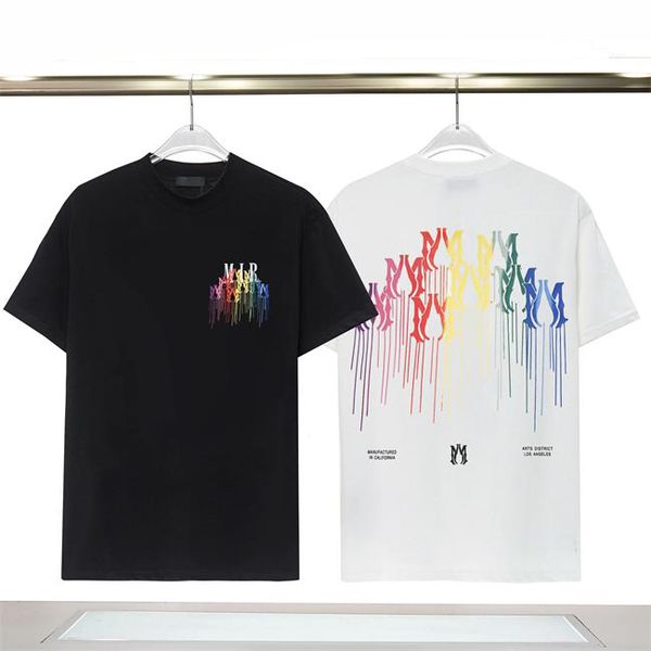 

men's fashion letter drip collage print tshirts men women designer streetwear tee shirts men summer short sleeve hip hop t-shirt, White;black