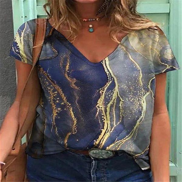 

women's tshirt summer short sleeve abstract graffiti pattern casual vneck 3d printing fashion shirt 230306, White