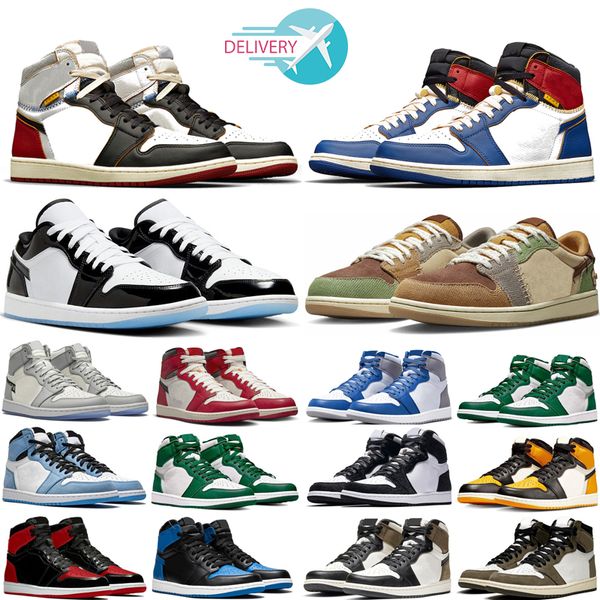 

og union jumpman 1 basketball shoes men 1s lost found true university blue hyper royal panda dark mocha bred shadow unc smoke grey women spo