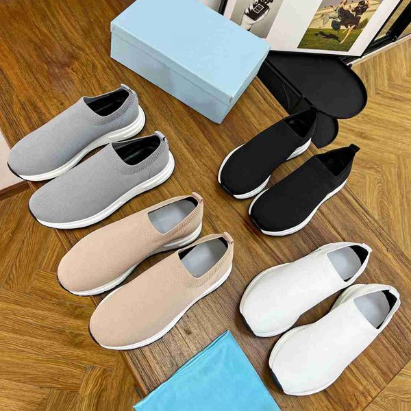 

casual shoes designer casual shoes knit sneaker comfort rubber sole breathable outdoor runner women men trainers leisure vacation wtih box s, Black
