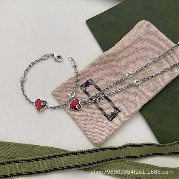 

2023 new luxury fashion jewelry for necklace bracelet female double enamel love little red blue heart jewelry, Black