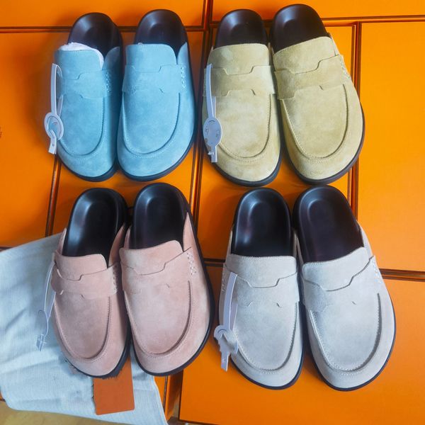 

new leather bag head pull cork slippers female male summer anti-skid slippers lazy shoes lovers beach shoes scuffs, Black