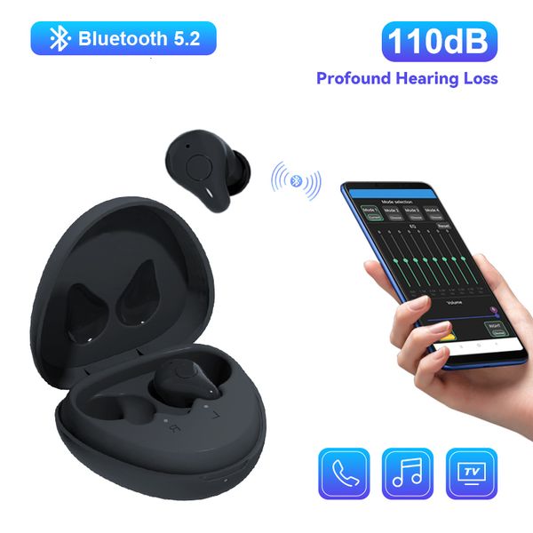 

ear care supply bluetooth hearing aid rechargeable cic digital sound amplifier 16 channels phone app programmable for deafness elderly audif