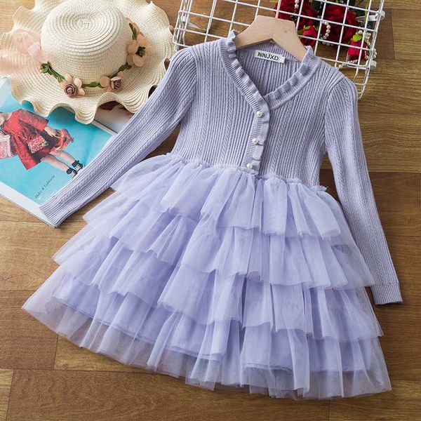 

girl's dresses winter warm girl knitted dress red christmas cake tulle costume 3 8t kids sweater birthday dresses toddler girl new year, Red;yellow