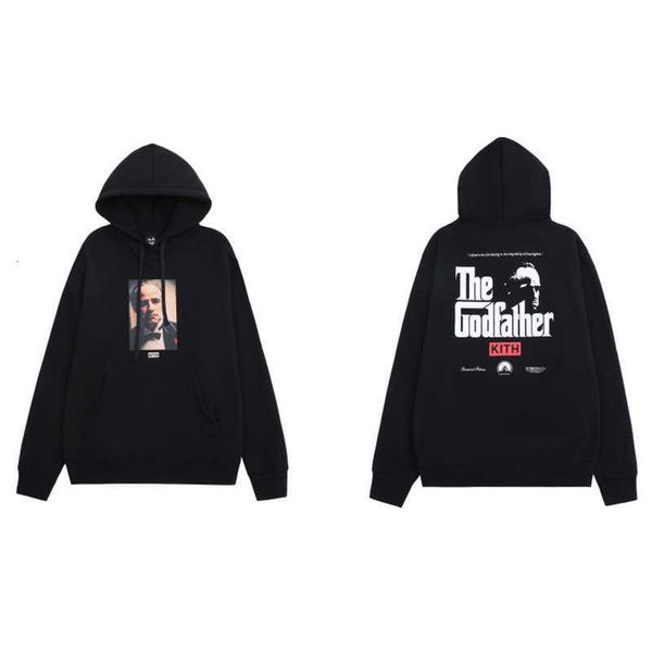 

men's t-shirt tide brand kith co named godfather film coat hoodie oversize couple suit for men and women, White;black