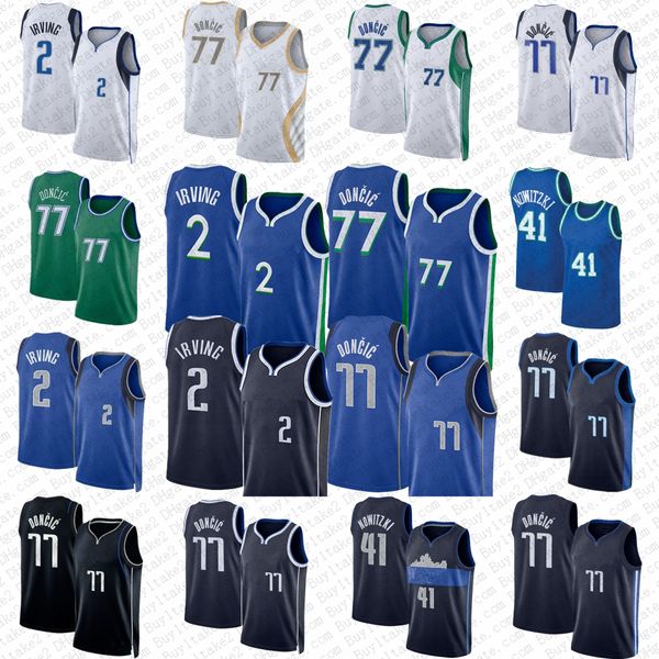 

kyrie irving luka doncic basketball jerseys dirk nowitzki blue 23 city black edition green jersey 2022 2023 shirt 77 11, Black;red