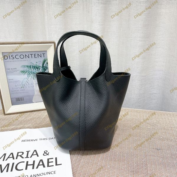 

7a classic basket bag luxury designer women's handbag fashion litchi grain tote bag british mini shopping bag bucket bag 22cm 18cm qual