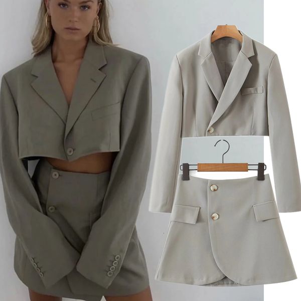 

two piece dress jenny dave short balzer ins fashion blogger vintage and high waist single breasted pockets aline mini skirt sets 230307, White