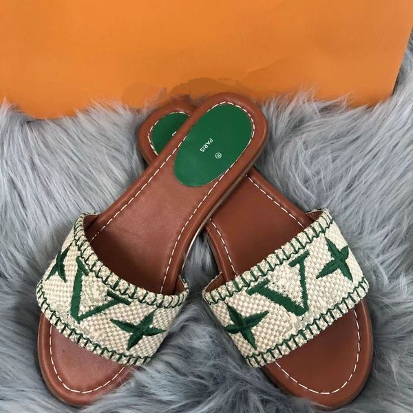 

slippers luxury designer slippers women sandal 2023 new fashion italy high-value brands sandals outdoor flat flip-flops retro knitting slide, Black