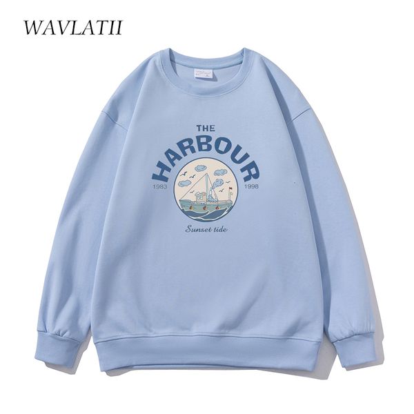 

women's hoodies sweatshirts wavlatii women blue oversized sweatshirts female white soft casual hoodies lady khaki korean style print w, Black
