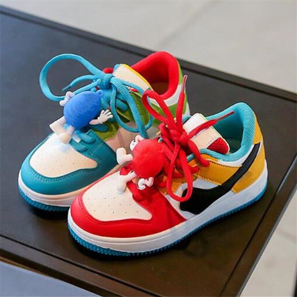 

new kids board shoes child casual sneaker rubber sole soft leather lace-up trainers fashion children boys girls sports footwear818, Black