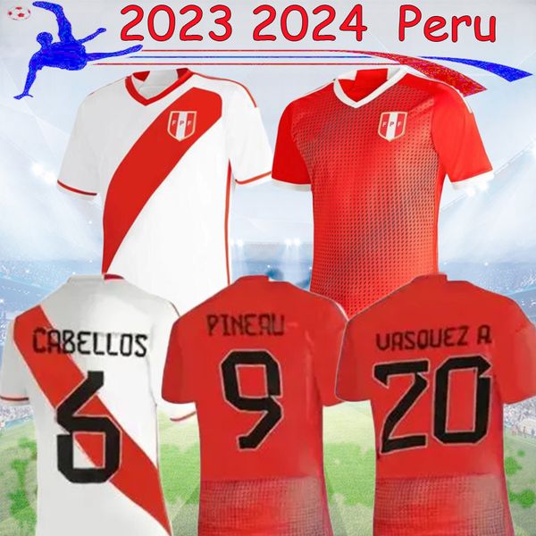 

23 24 peru soccer jerseys 2023 lapadula luis lberico pineau cuevas cartagena tapia valera aquino national team football shirt, Black