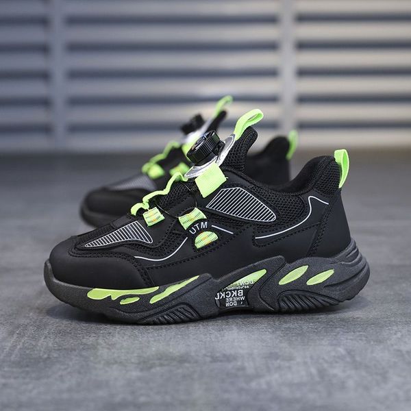 

2023 fashion ale children's shoes pink gray red black green spring rotating button breathable mesh outdoors shoes sneakers color104, White;red